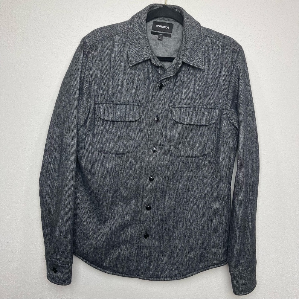 Bonobos Cotton‎ Shirt Jacket Men's Medium Slim Fit Herringbone Quilted Shacket